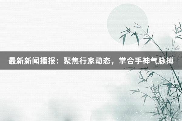 最新新闻播报：聚焦行家动态，掌合手神气脉搏