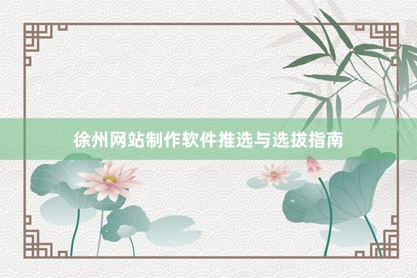 徐州网站制作软件推选与选拔指南