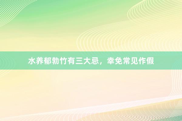 水养郁勃竹有三大忌，幸免常见作假
